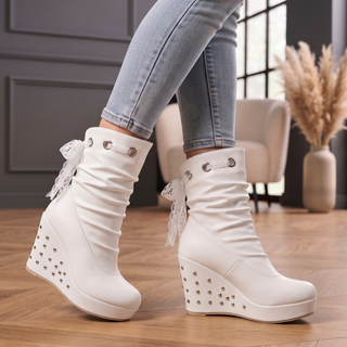 Evelyne | Studded Wedge Ankle Boots