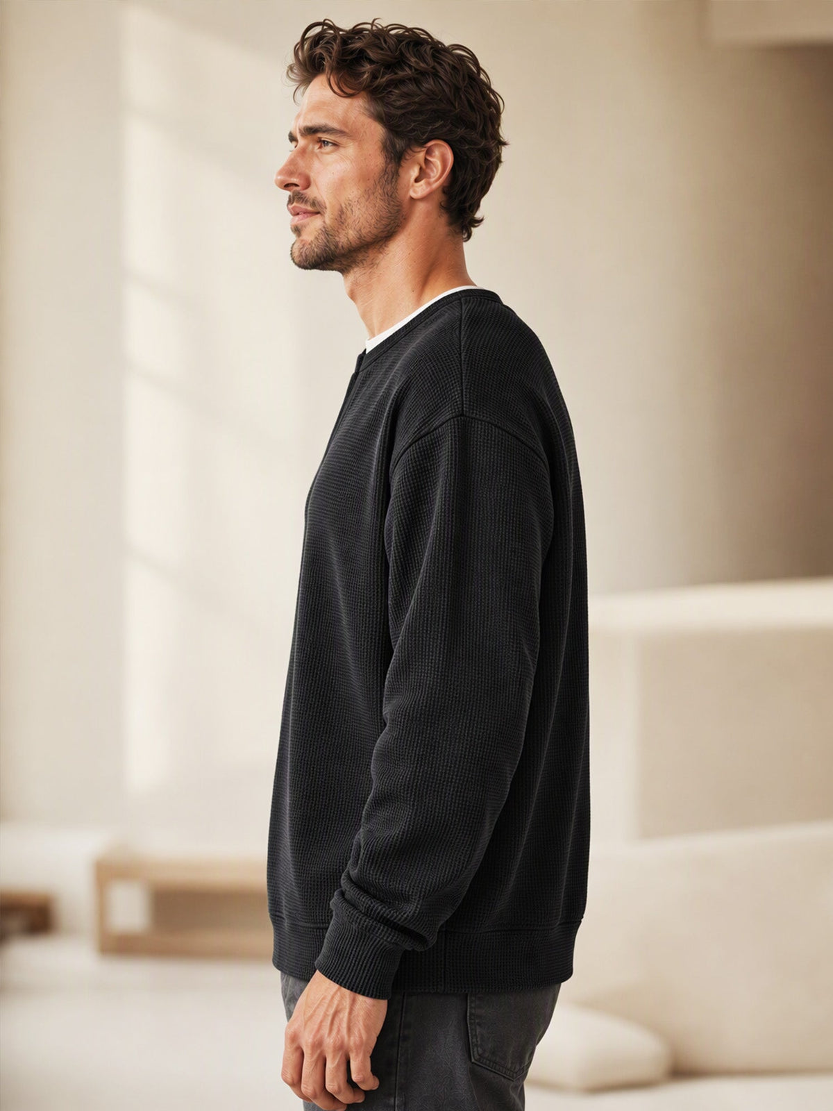 Evander | Layered Waffle Long-Sleeve Shirt