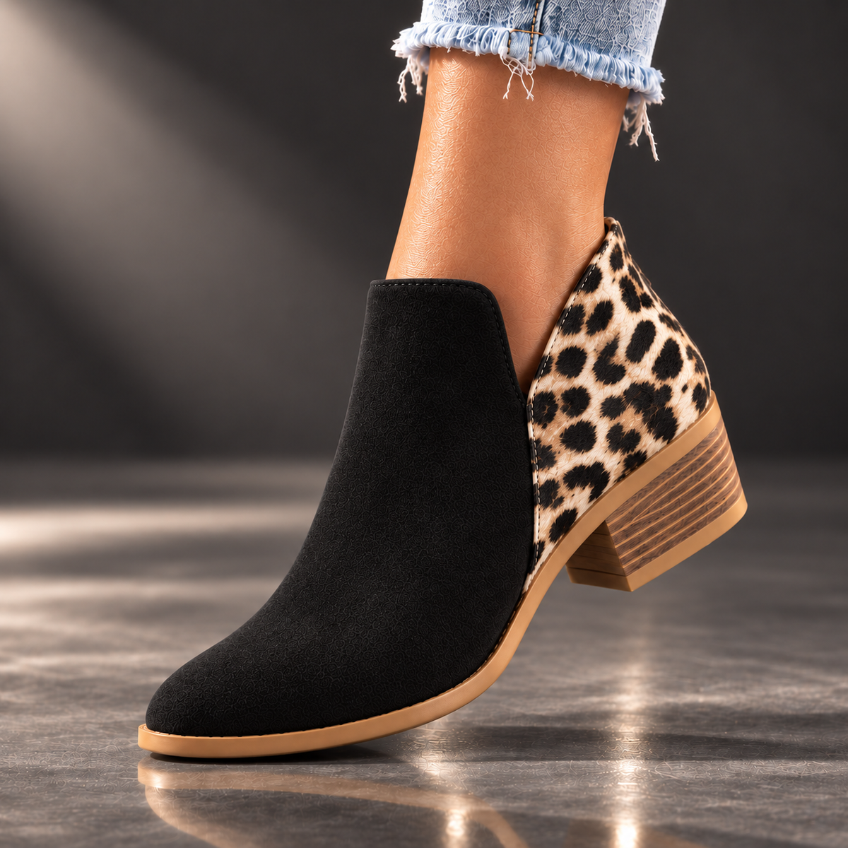 Marisol | Leopard-Panel Ankle Boots
