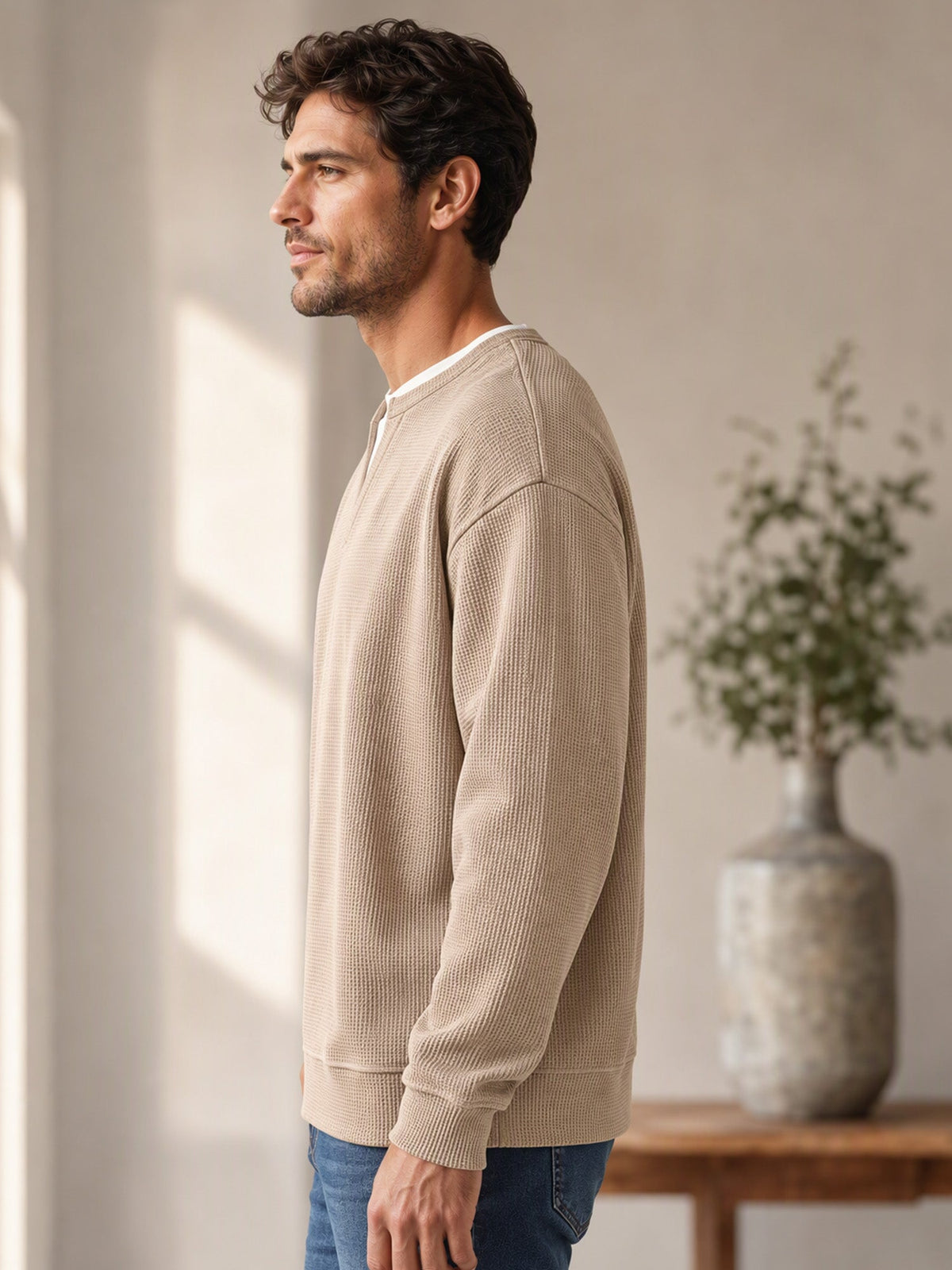 Evander | Layered Waffle Long-Sleeve Shirt