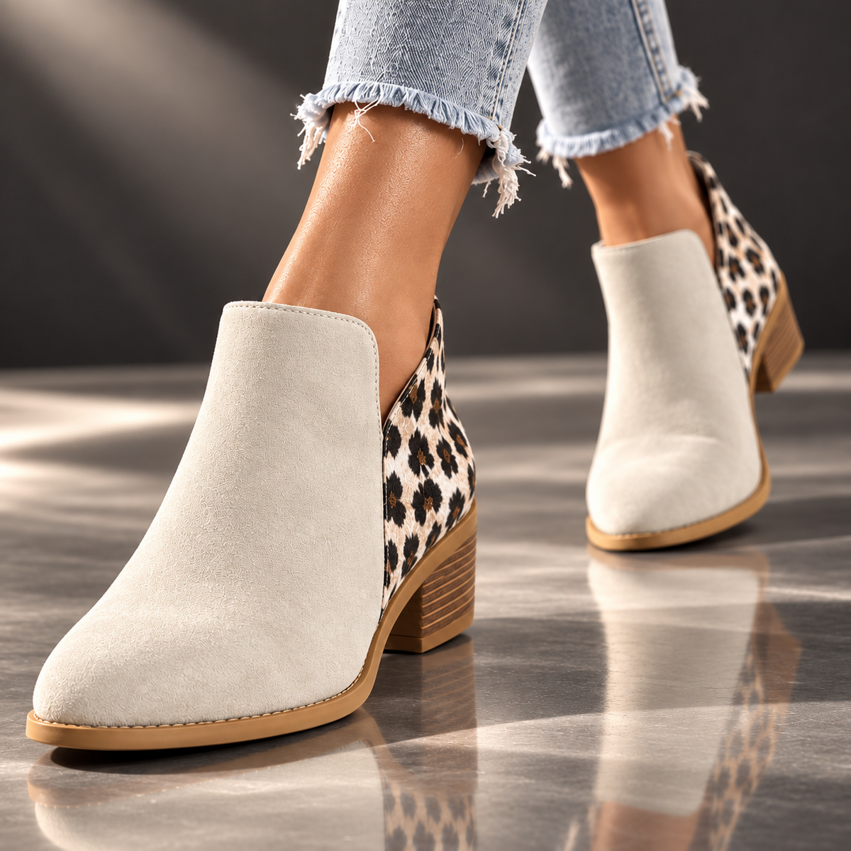 Marisol | Leopard-Panel Ankle Boots