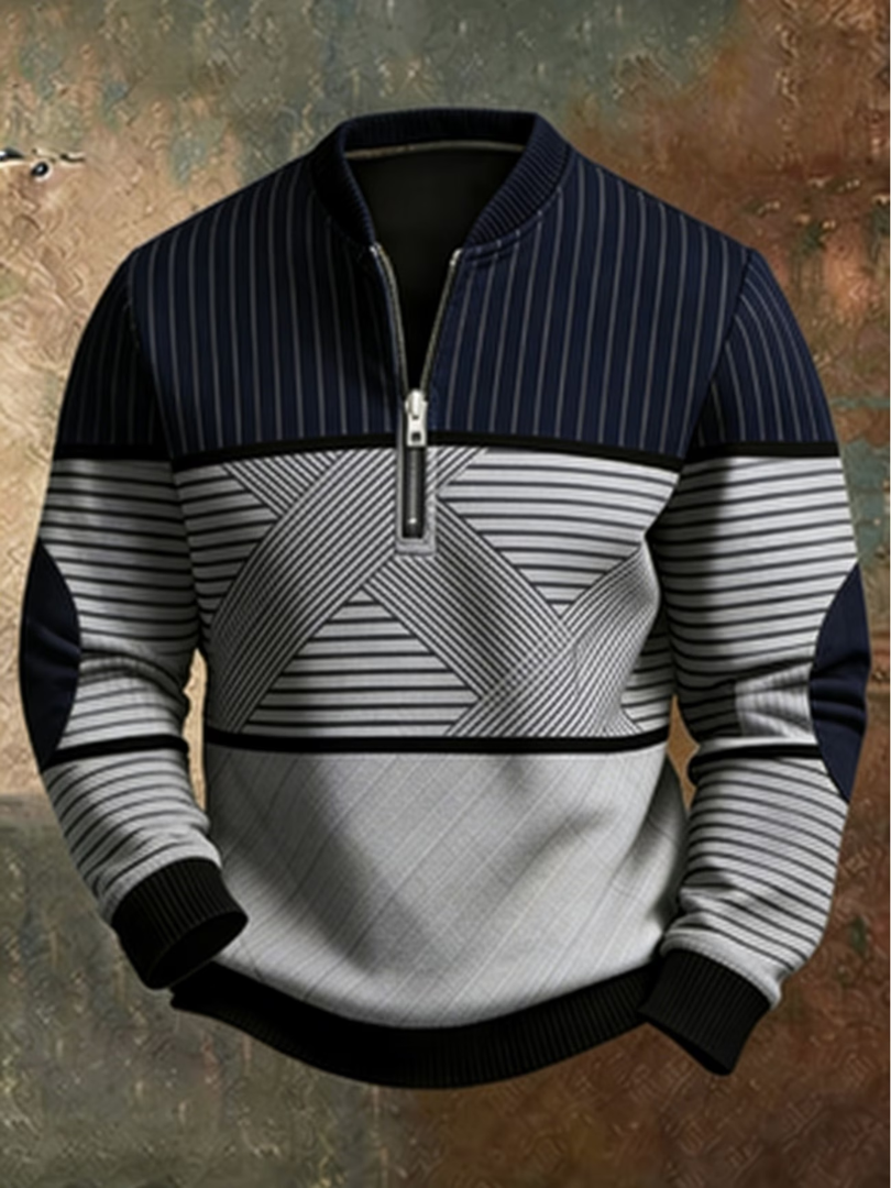 Alexander | Geometric Half-Zip Sweater