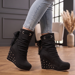 Evelyne | Studded Wedge Ankle Boots