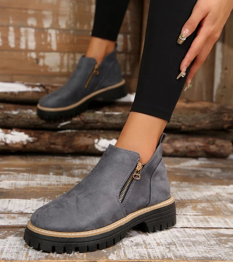 Renata | Side-Zip Wedge Ankle Boots