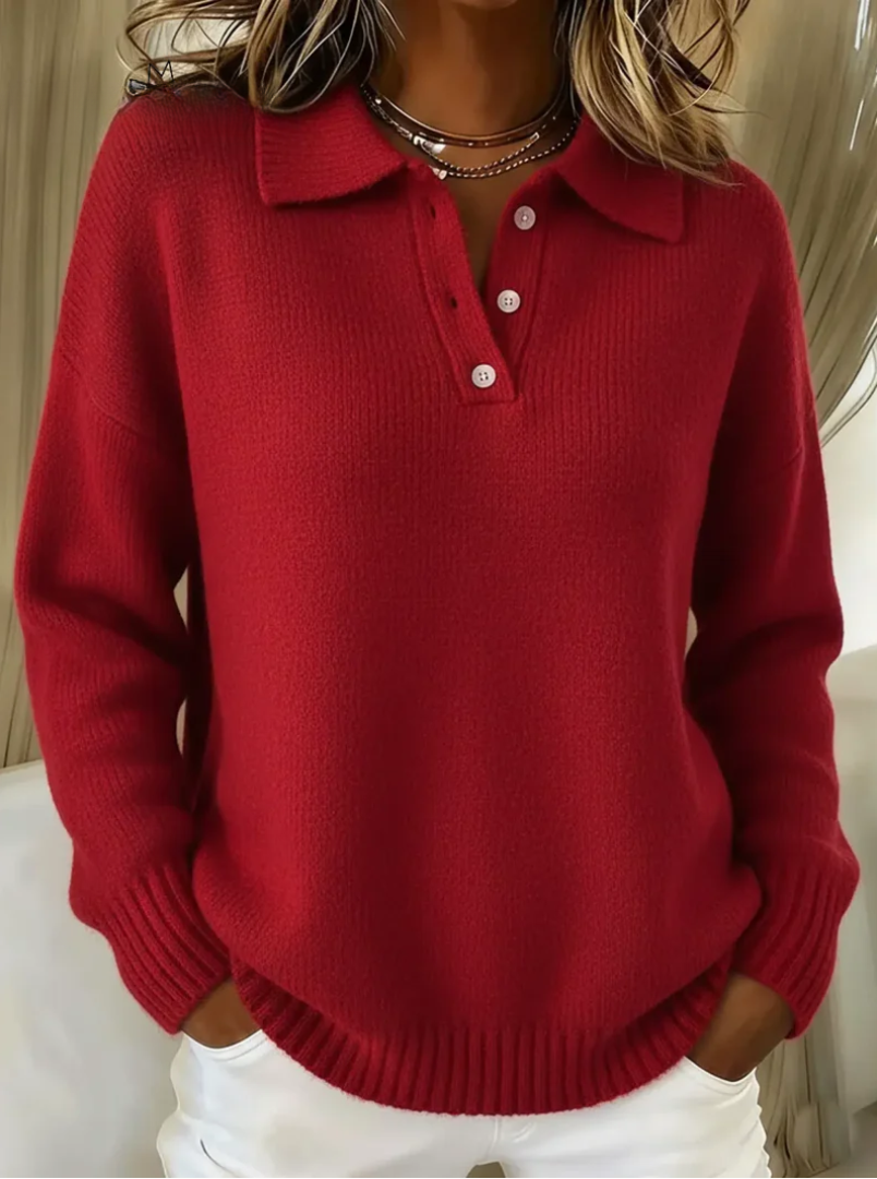 Pamela | Soft Polo Collar Sweater