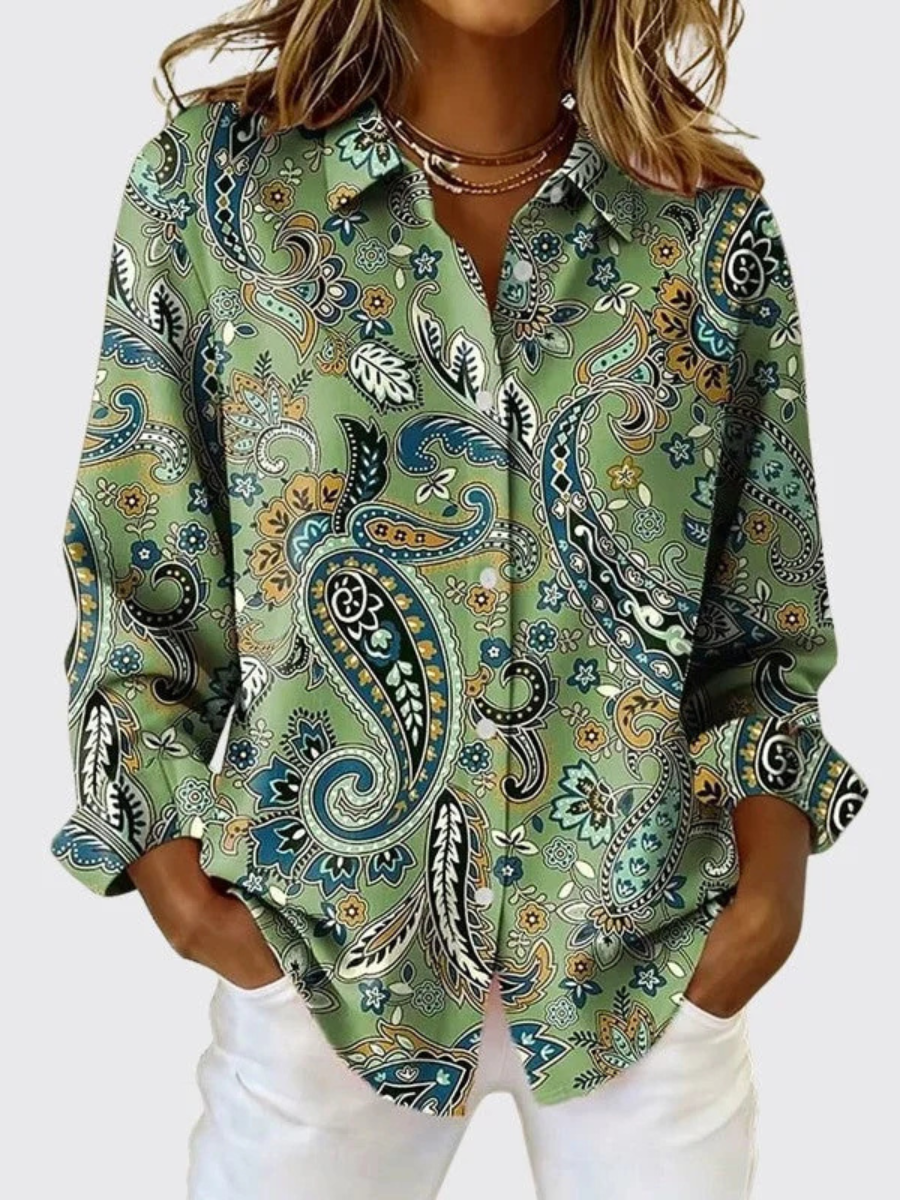 Janna | Paisley Print Button-Up Blouse