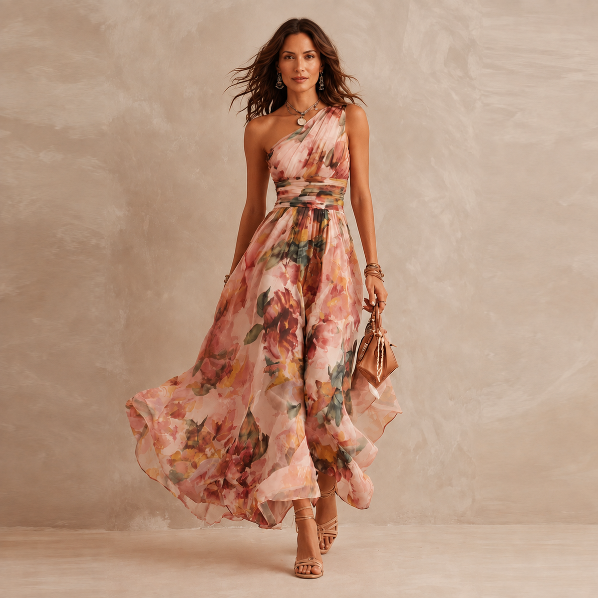Celestia | One-Shoulder Floral Maxi Dress