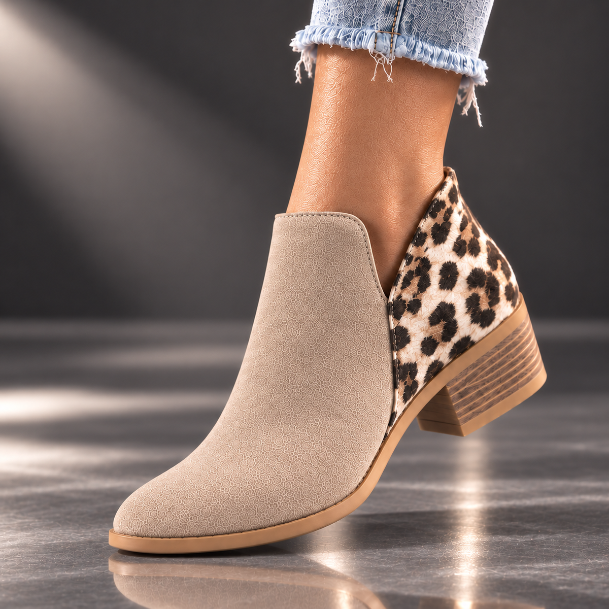 Marisol | Leopard-Panel Ankle Boots