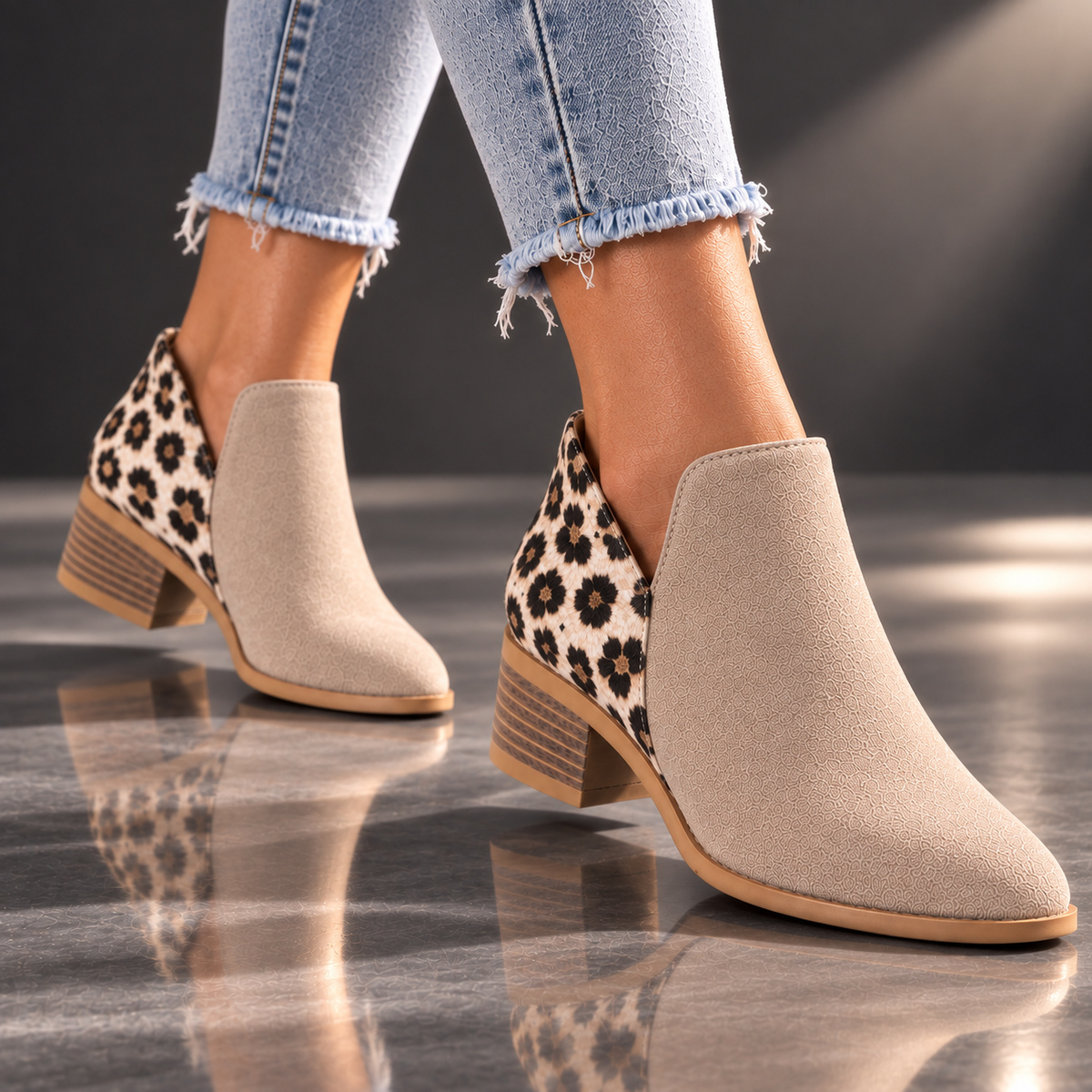 Marisol | Leopard-Panel Ankle Boots