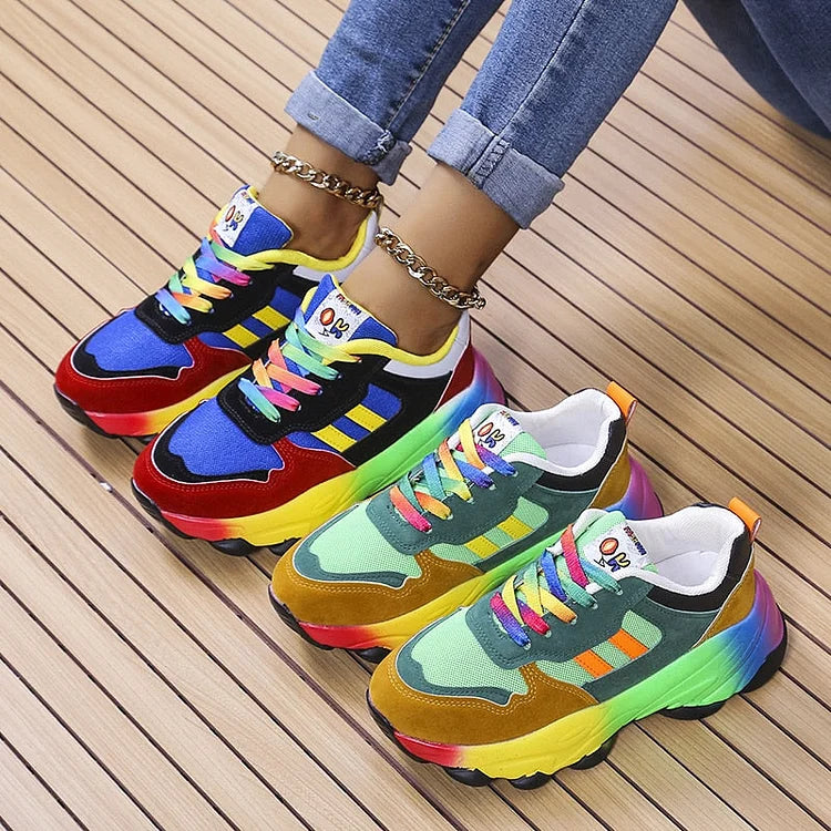 Maribel | Rainbow-Detail Platform Sneakers