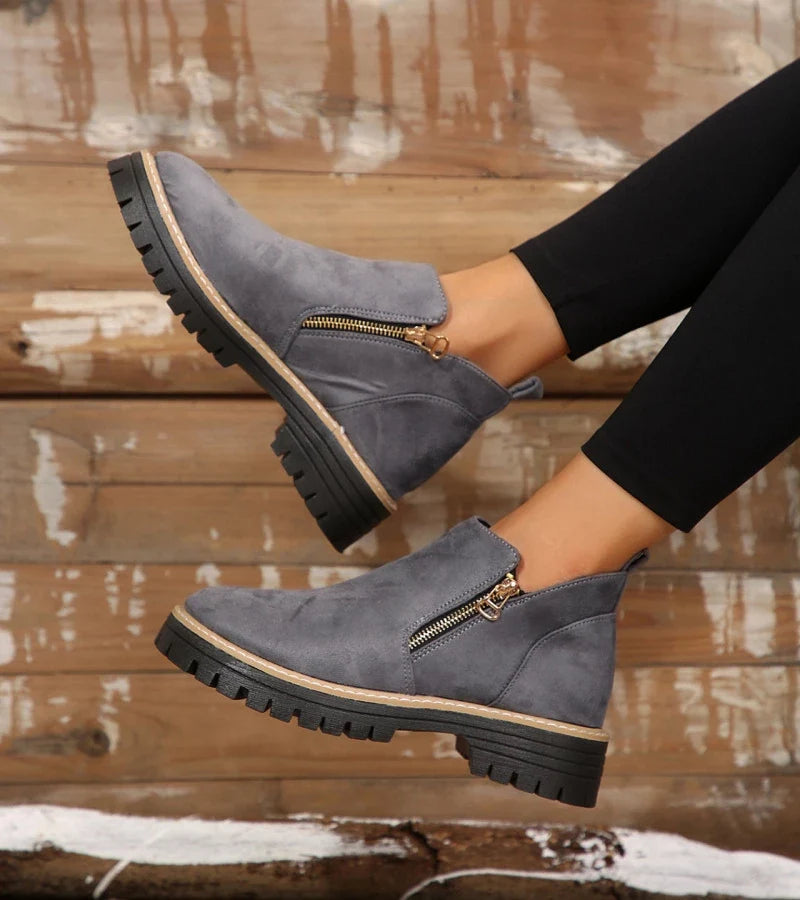 Renata | Side-Zip Wedge Ankle Boots