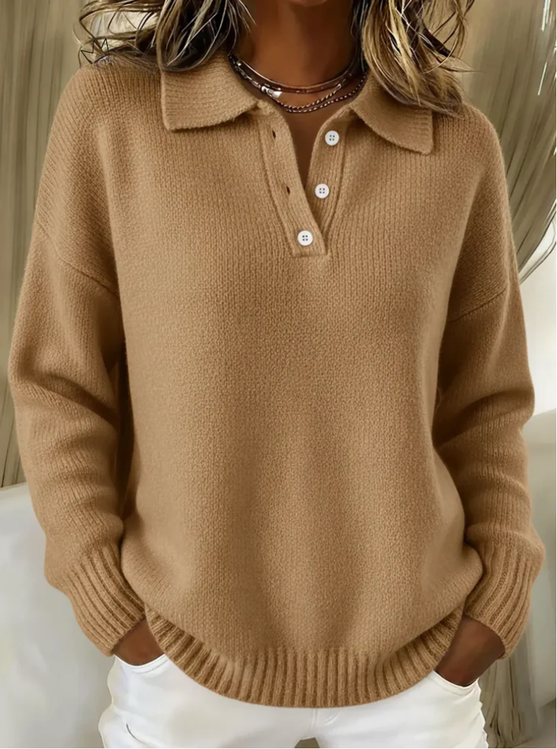 Pamela | Soft Polo Collar Sweater
