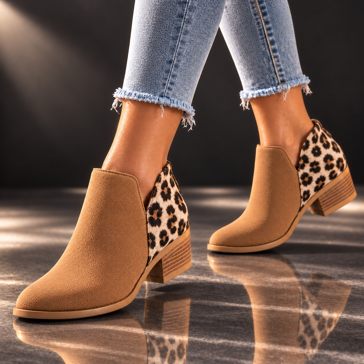 Marisol | Leopard-Panel Ankle Boots