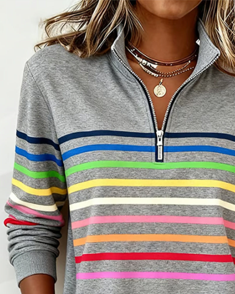 Lisette | Striped Half-Zip Sweater