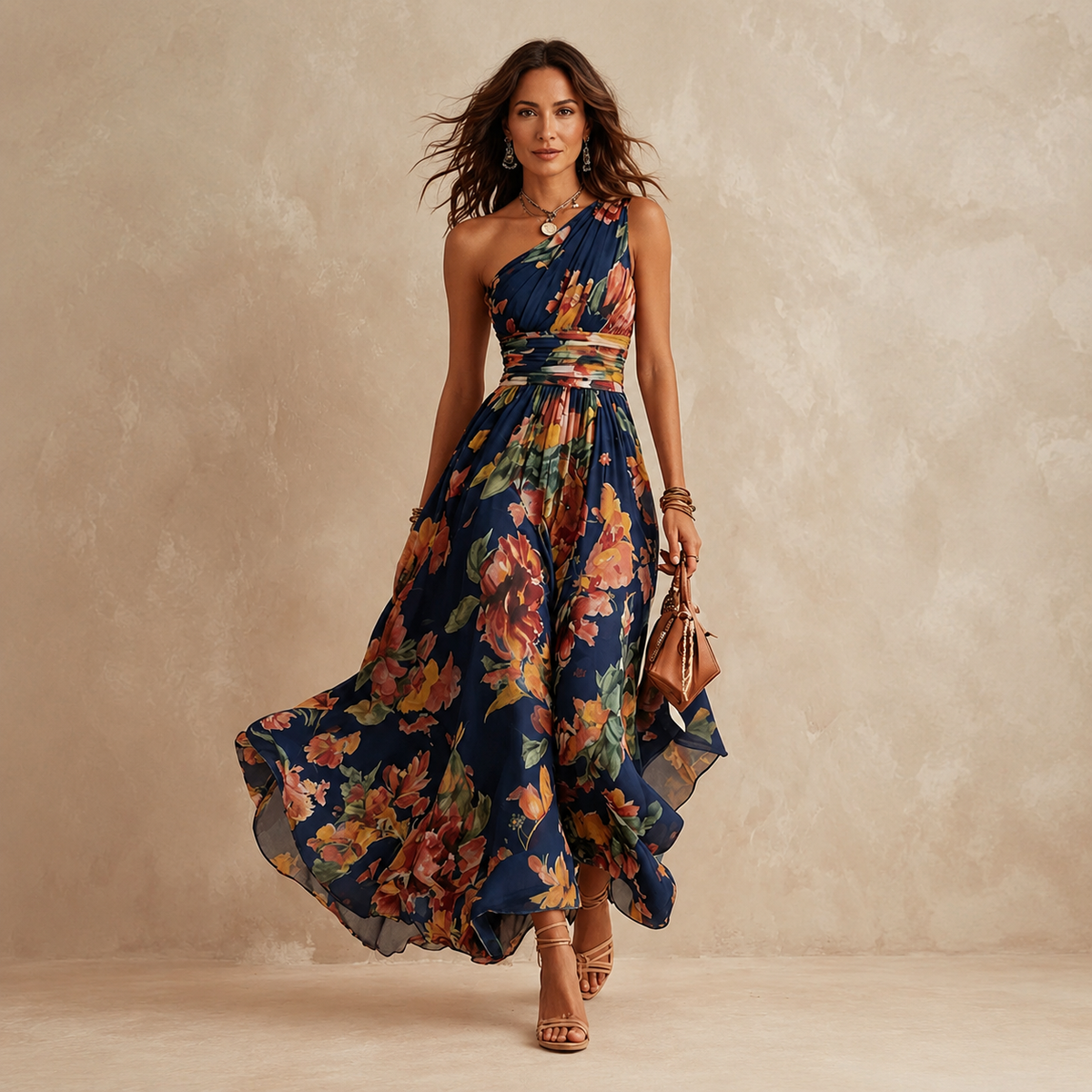 Celestia | One-Shoulder Floral Maxi Dress