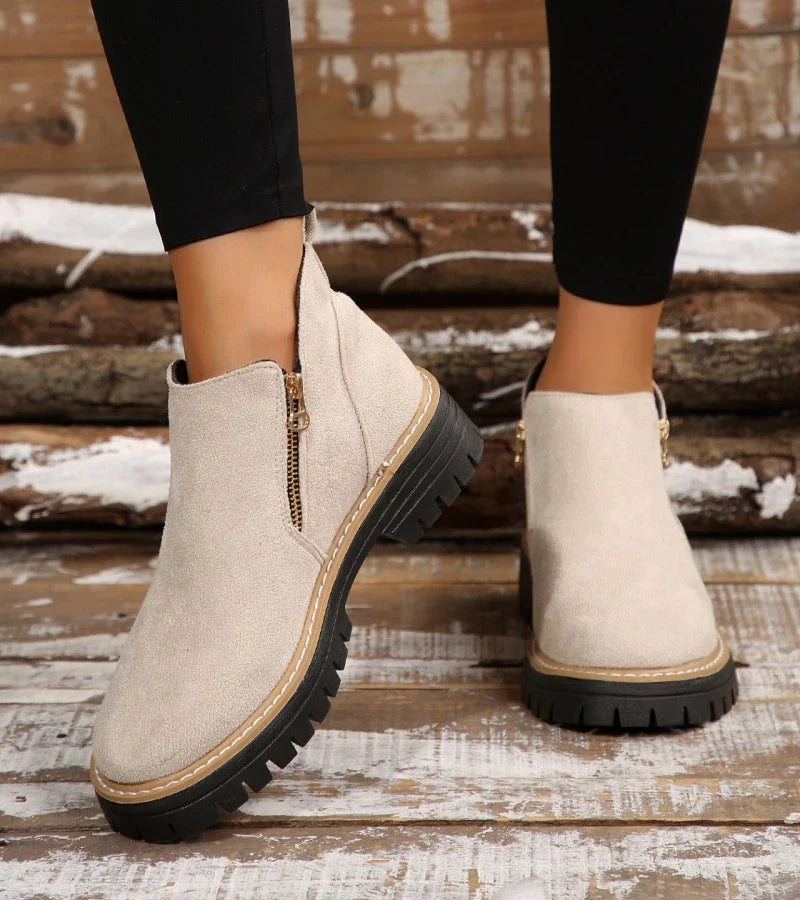 Renata | Side-Zip Wedge Ankle Boots