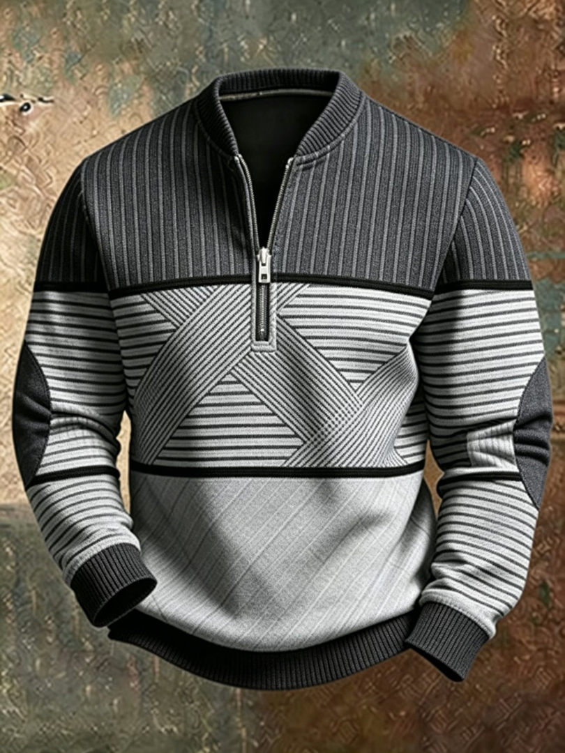Alexander | Geometric Half-Zip Sweater