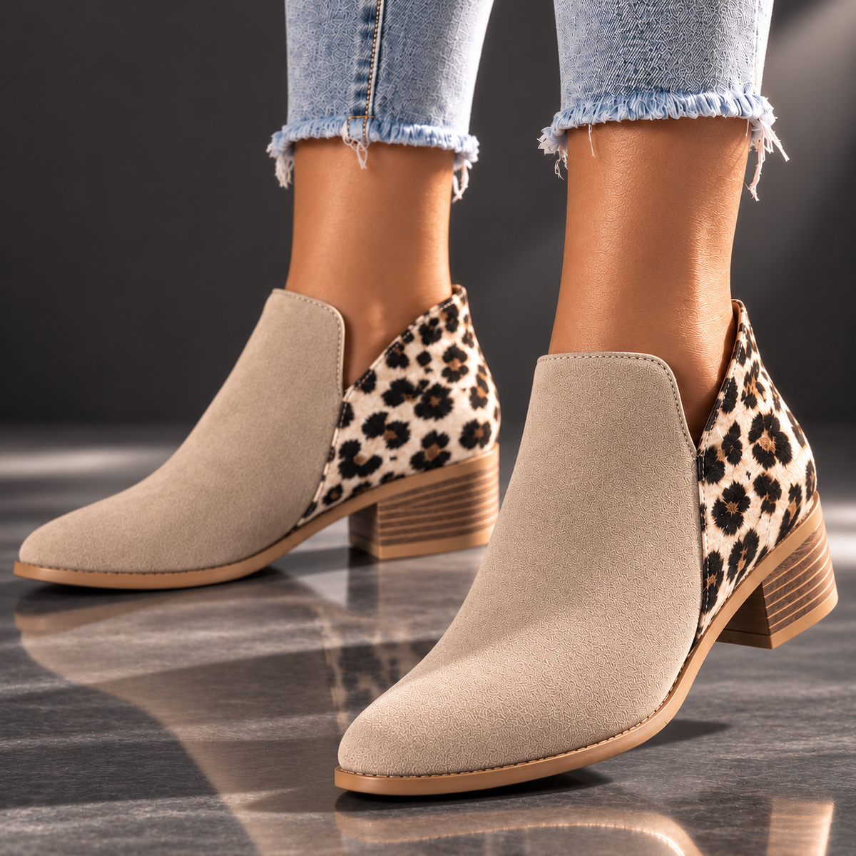 Marisol | Leopard-Panel Ankle Boots