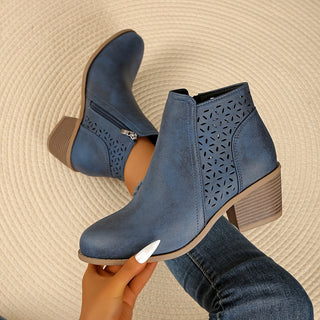 Elise | Perforated Side-Zip Ankle Boots