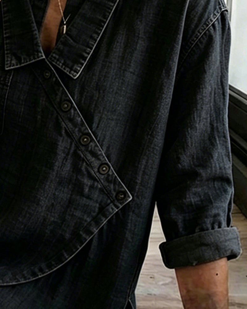Clara | Diagonal Button Collar Blouse