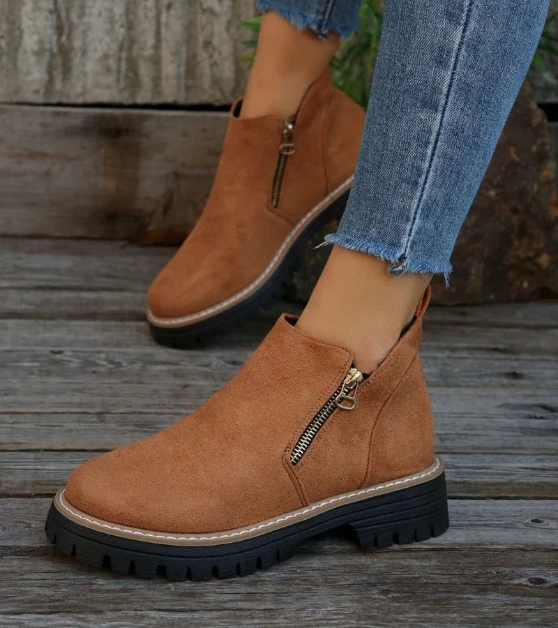 Renata | Side-Zip Wedge Ankle Boots