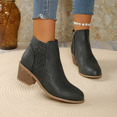 Elise | Perforated Side-Zip Ankle Boots