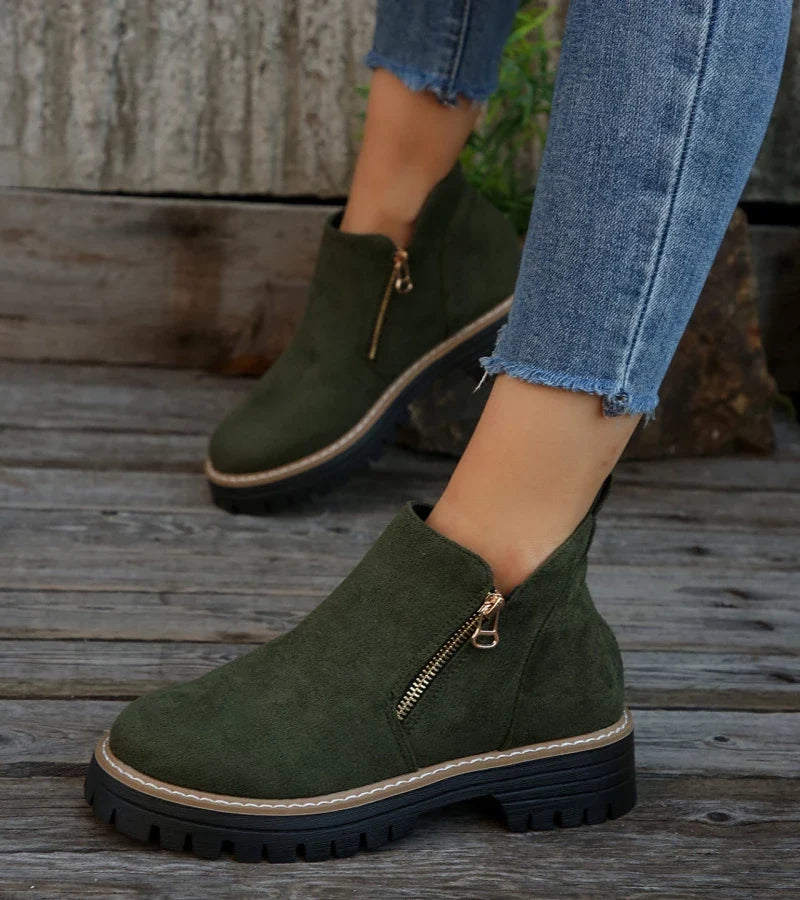 Renata | Side-Zip Wedge Ankle Boots