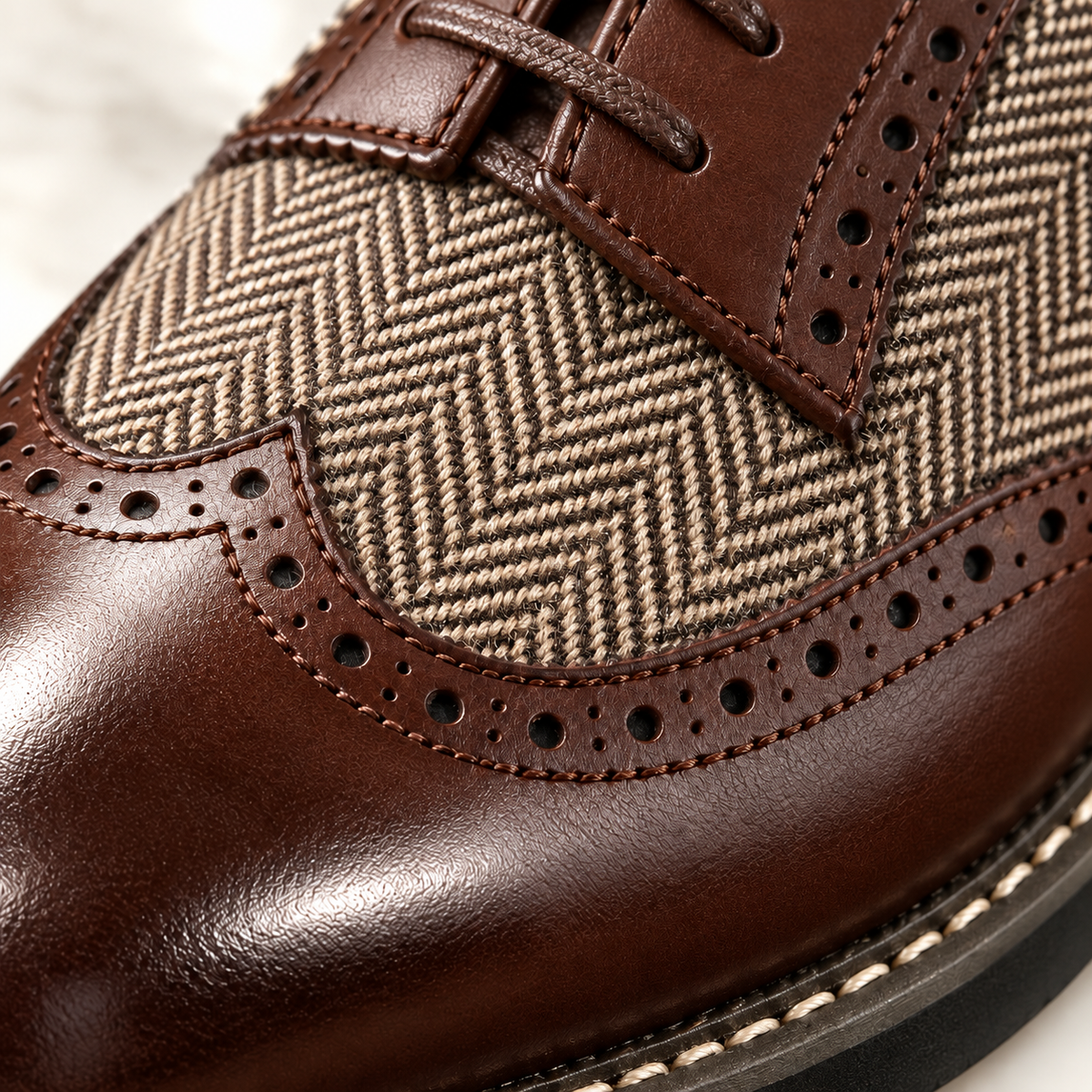 Cassian | Herringbone Lace-Up Oxford Shoes