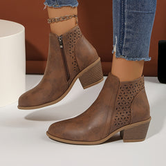 Elise | Perforated Side-Zip Ankle Boots