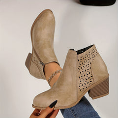 Elise | Perforated Side-Zip Ankle Boots