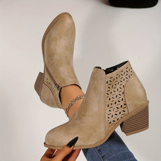 Elise | Perforated Side-Zip Ankle Boots
