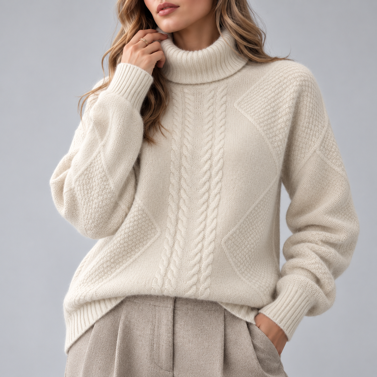 Elodie | High-Neck Textured Sweater