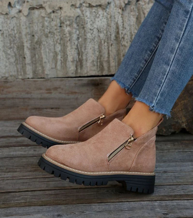 Renata | Side-Zip Wedge Ankle Boots