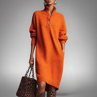 Odilia | Button-Collar Relaxed Midi Dress