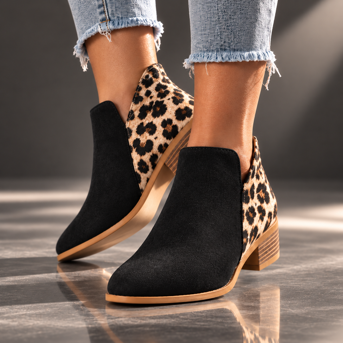 Marisol | Leopard-Panel Ankle Boots