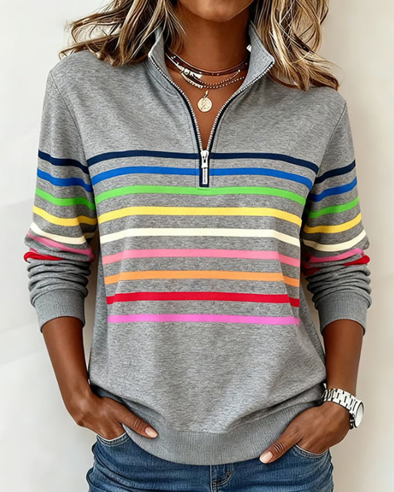 Lisette | Striped Half-Zip Sweater