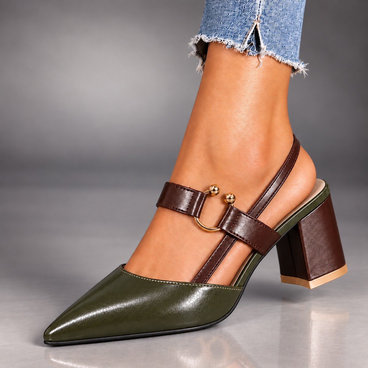 Adeline | Ring-Accent Slingback Heels