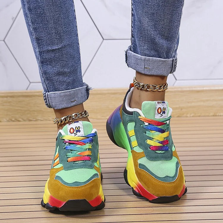 Maribel | Rainbow-Detail Platform Sneakers