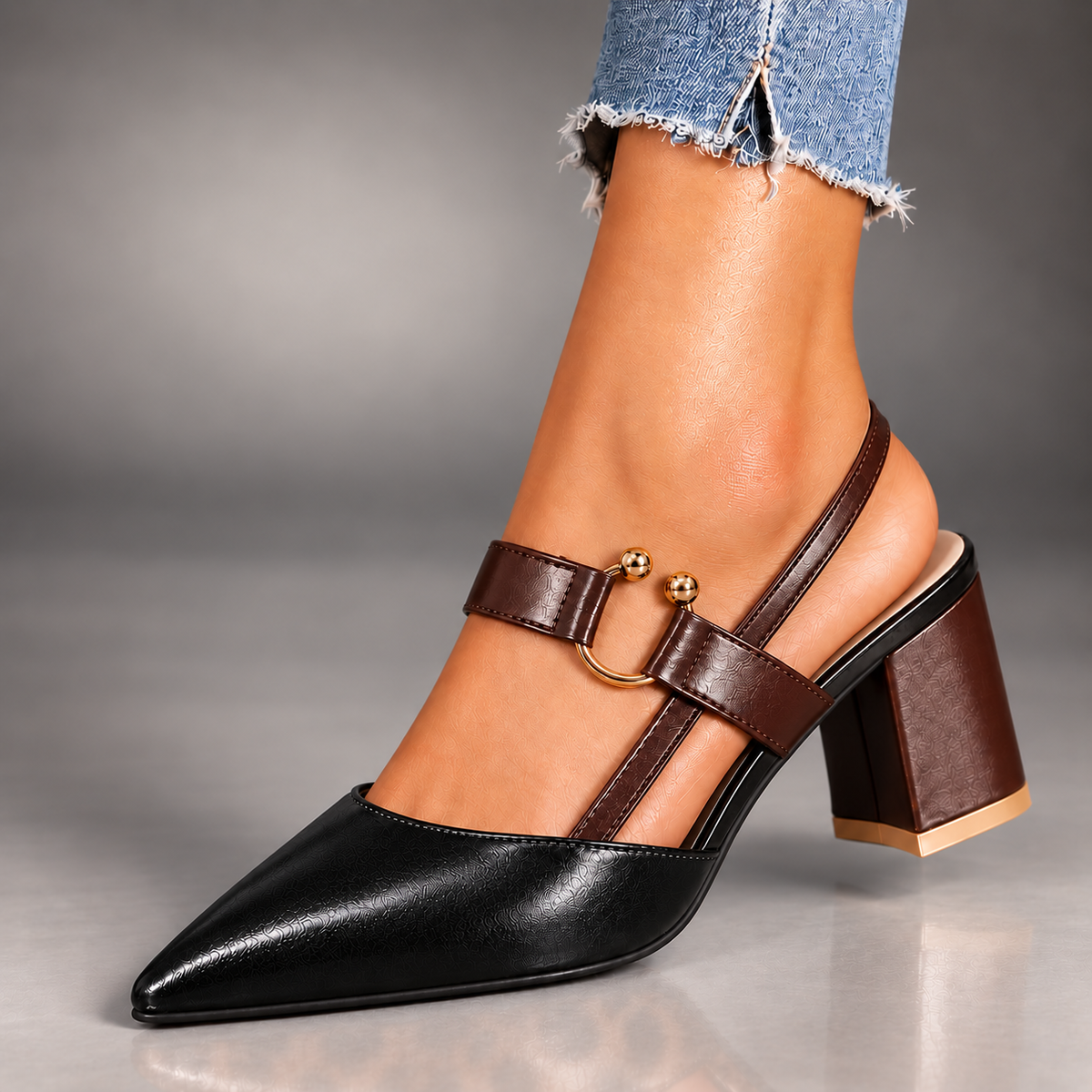 Adeline | Ring-Accent Slingback Heels