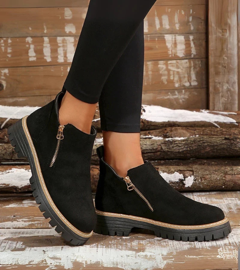 Renata | Side-Zip Wedge Ankle Boots