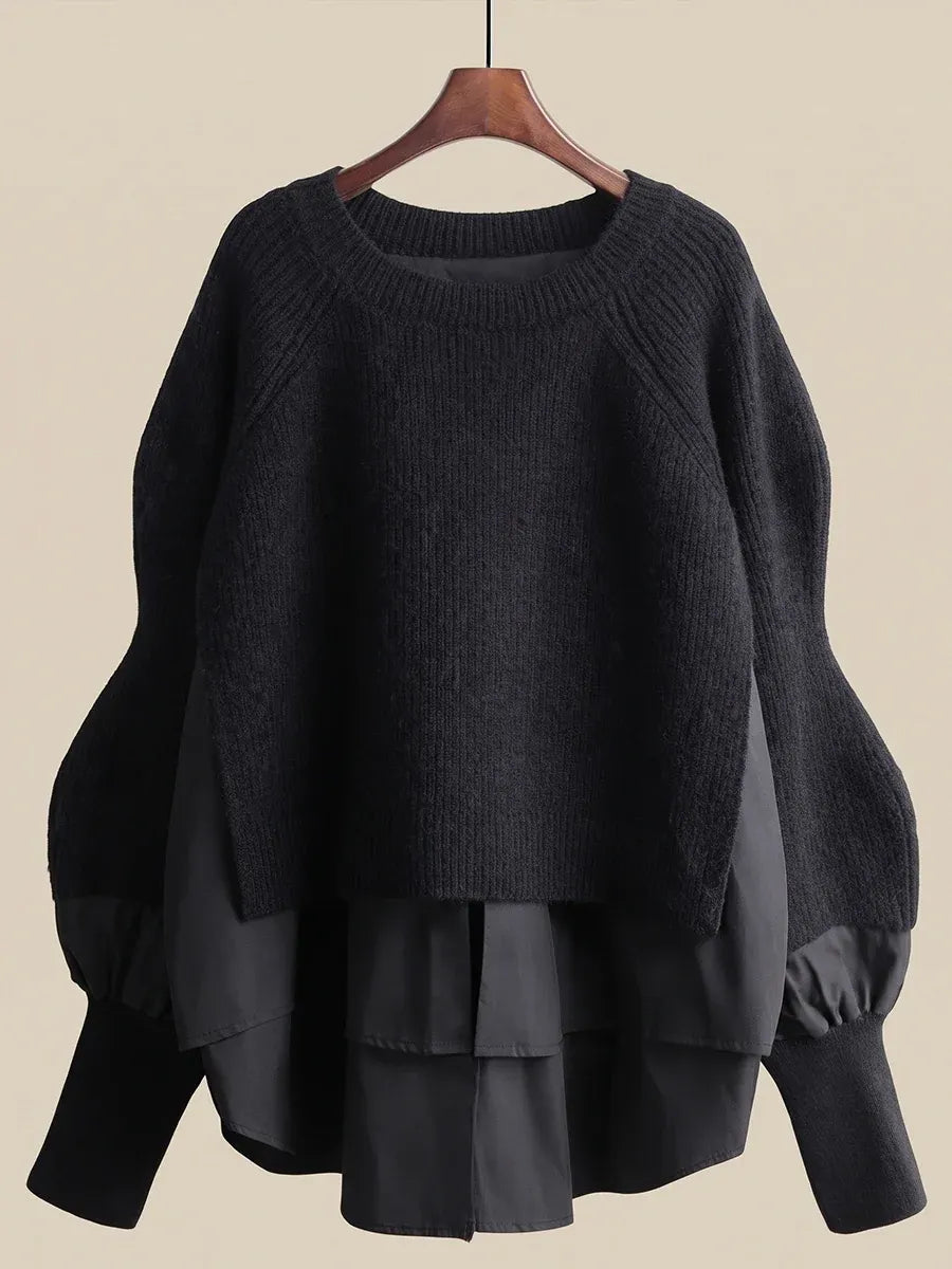 Danica | Ribbed Layered-Hem Sweater