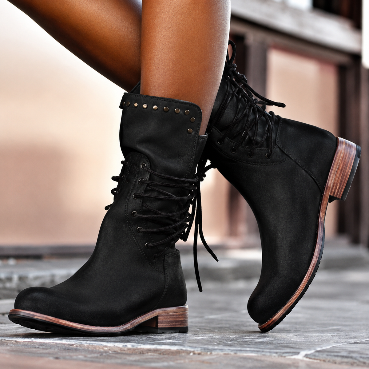 Nova | Cross-Tied Biker Ankle Boots