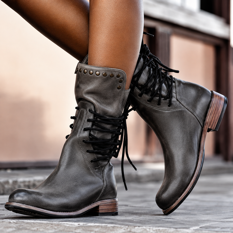 Nova | Cross-Tied Biker Ankle Boots