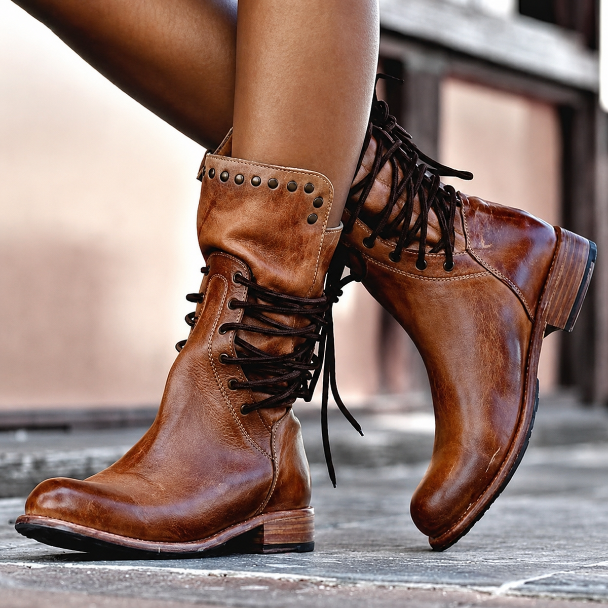 Nova | Cross-Tied Biker Ankle Boots