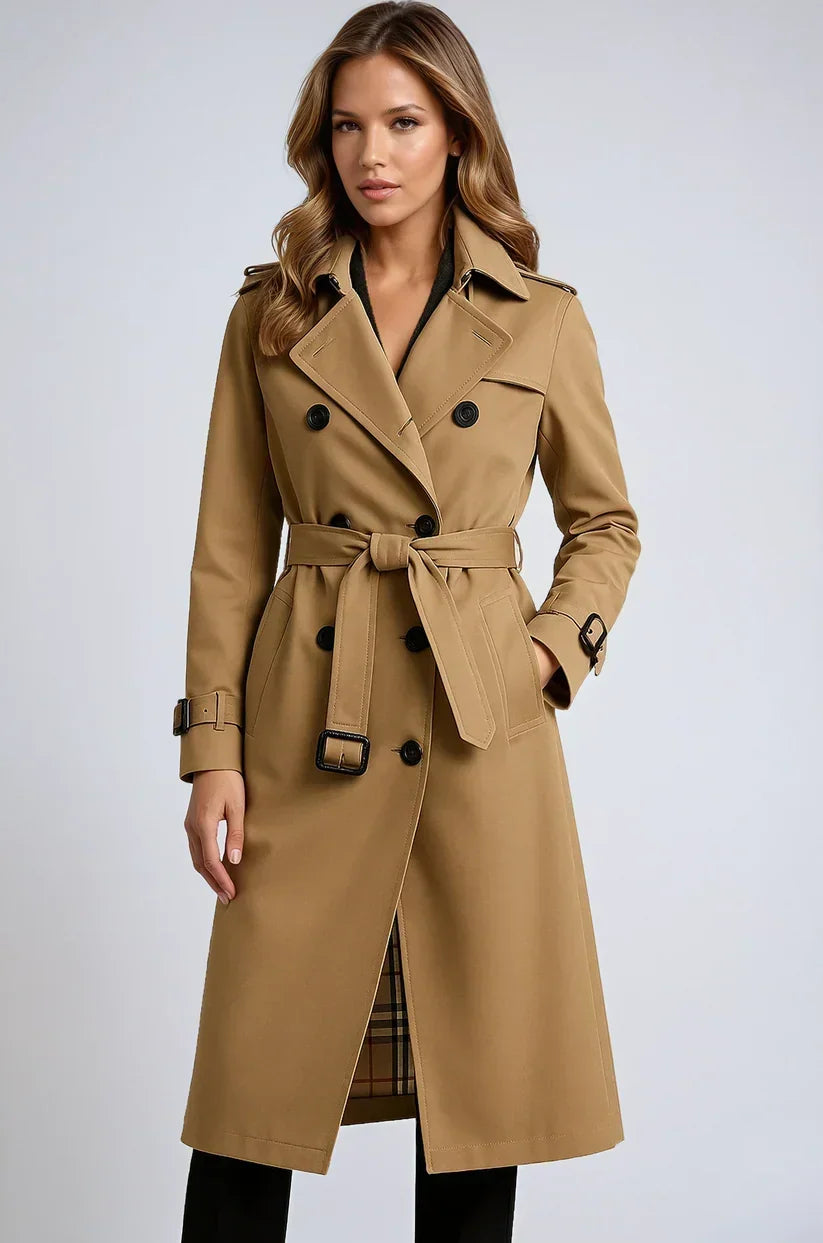 Monique | Double-Breasted Long Trench Coat