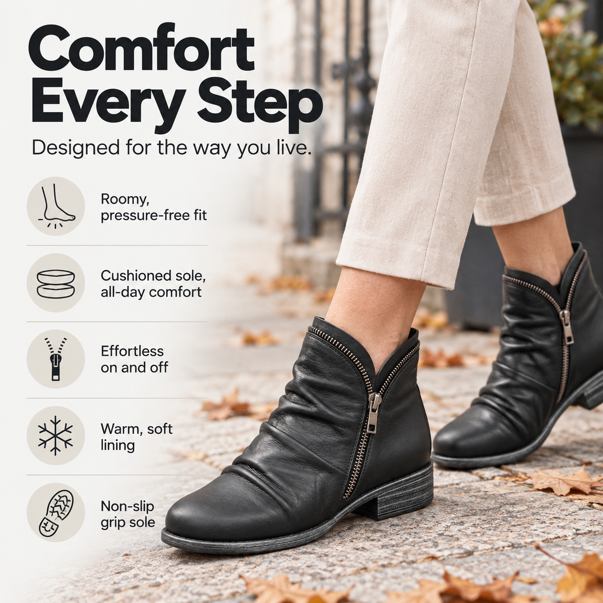 Carla | Comfortable Low Boots
