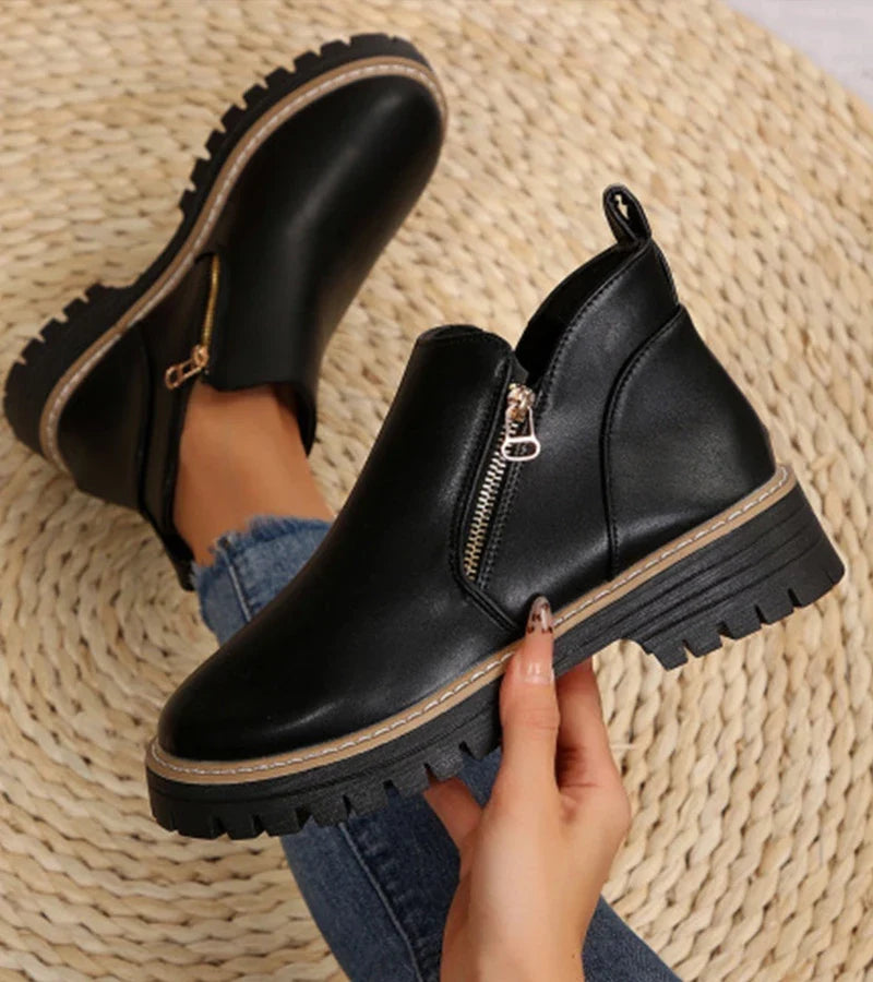 Renata | Side-Zip Wedge Ankle Boots