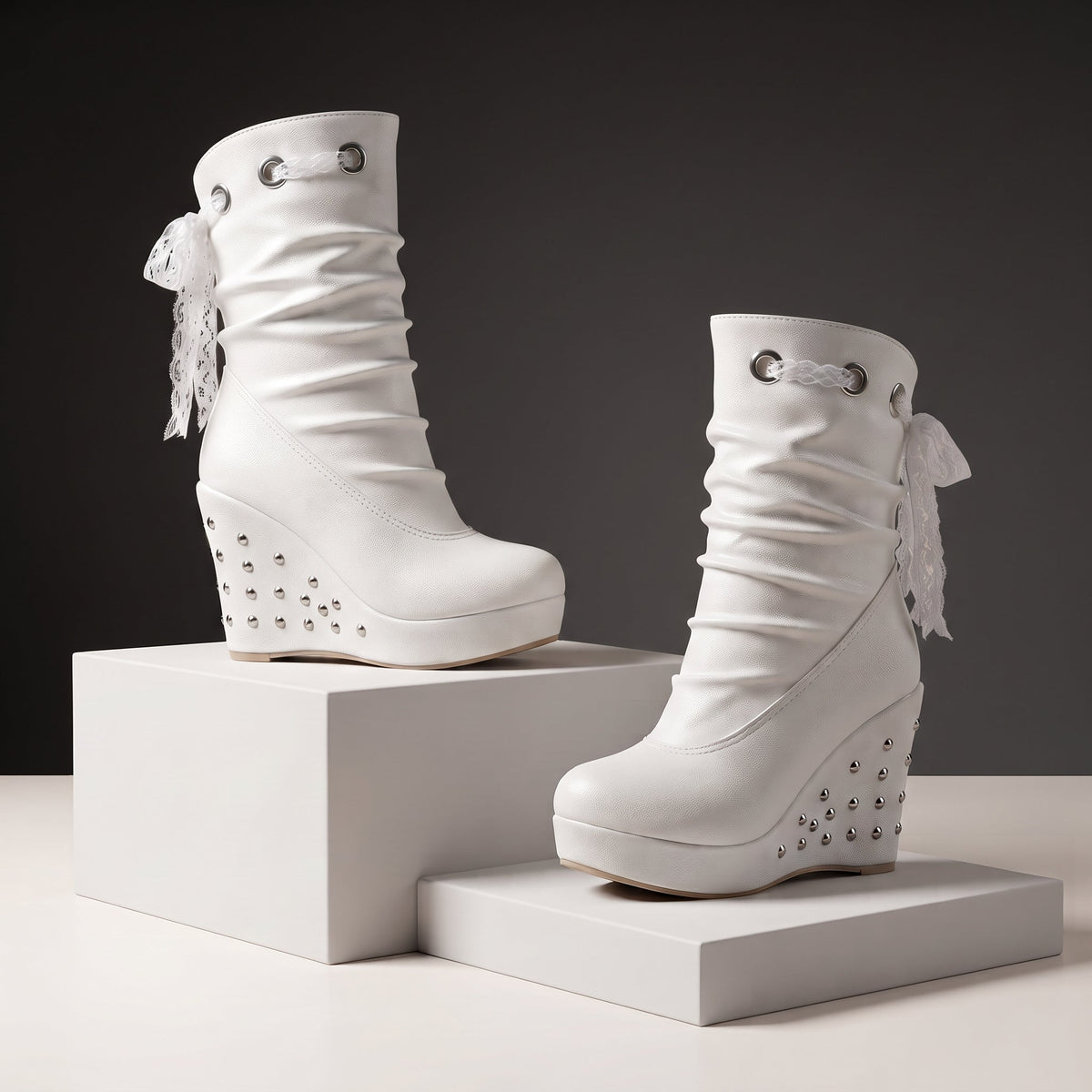 Evelyne | Studded Wedge Ankle Boots