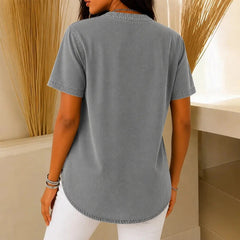Nerine | Side-Button Henley Tunic Top