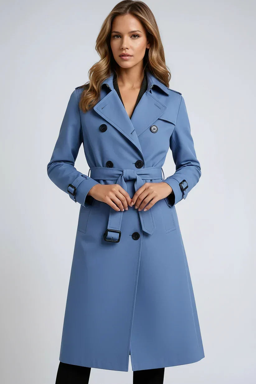 Monique | Double-Breasted Long Trench Coat